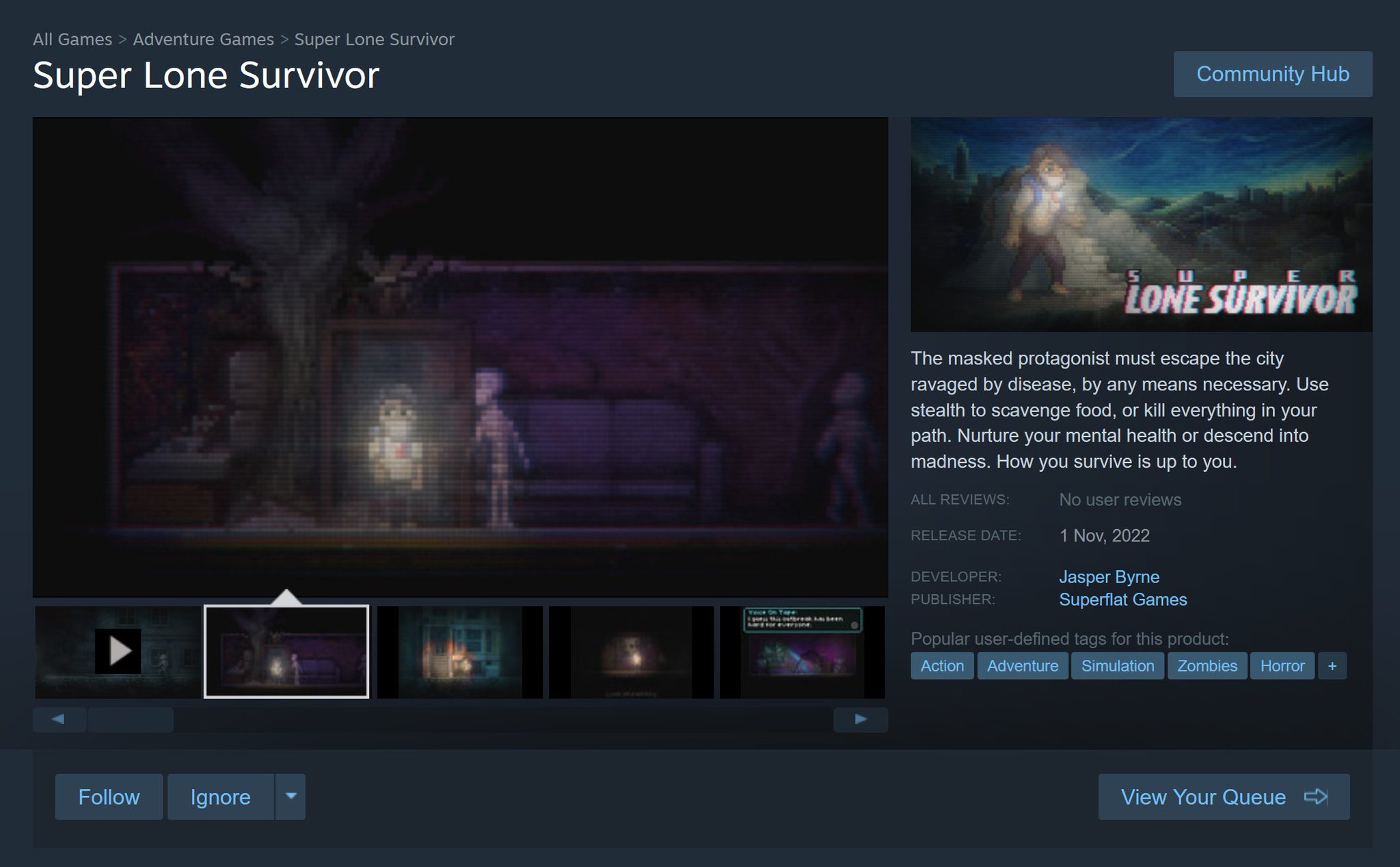 LONE SURVIVOR - a psychological survival adventure game by Jasper Byrne
