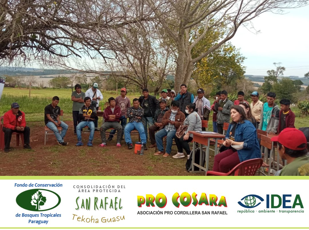 ProCosara's tweet photo. El @fcbt_paraguay y PRO COSARA participaron de asambleas convocadas por la @fapi_paraguay; PRO COSARA presentó a las comunidades indígenas de la #ACIDI y del departamento de Caazapá; los componentes del proyecto “Consolidación del área protegida San Rafael – Tekoha Guasu”. https://t.co/ThwUrR4IYY