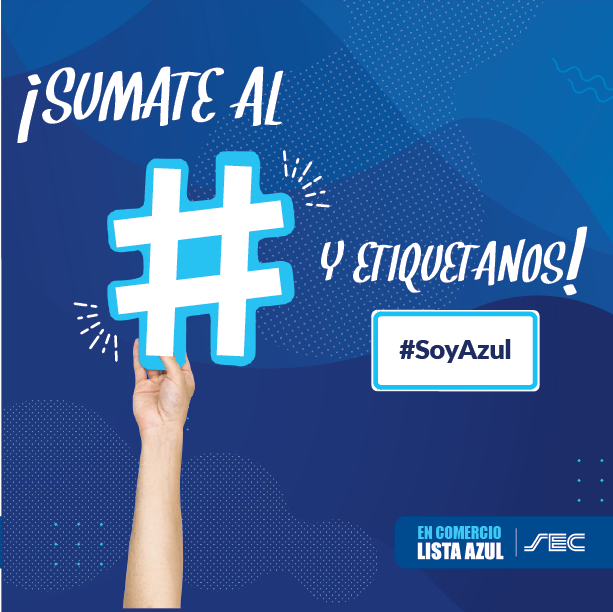 SUMATE AL # Y ETIQUETANOS 

¿Tenés fotos con tus compañeros/as de trabajo o utilizas algún beneficio del SEC? 

Nos podés encontrar en Instagram, Twitter y Facebook como  👉<a href="/ListaAzulSEC/">Lista Azul SEC</a>👈
y etiquetarnos en historias junto al siguiente hashtag 👉 #SoyAzul 

¡Sumate! 💙
