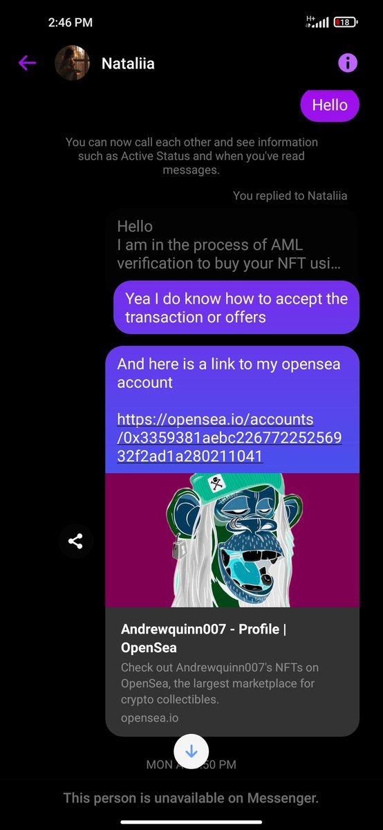 AndrewQ56389166's tweet photo. SCAM don't fall for the people using (openseal) not #opensea @opensea #nft #nfts #nftart #NFTartists https://t.co/4rhxZs4blk