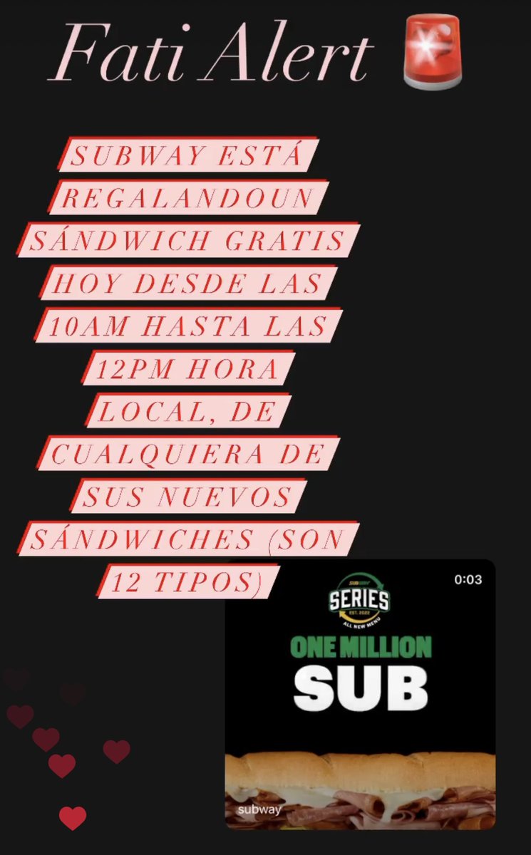 fatimamieles's tweet photo. Fati Tip #faticomparte #fatitip #SubwaySeriesMenu #subwayfreesandwich #freebies #PrimeDay #PrimeDayDreamDeals #subway #ContentCreator síganme en Instagram @faticomparte para más tips! https://t.co/aC6XjSIy24