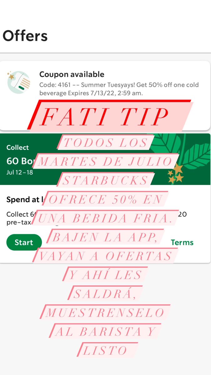 fatimamieles's tweet photo. Fati Tip #faticomparte #fatitip #SubwaySeriesMenu #subwayfreesandwich #freebies #PrimeDay #PrimeDayDreamDeals #subway #ContentCreator #freestarbucks #starbucks #StarbucksSummer #starbucksfree #freecoffee #síganme en Instagram @faticomparte para más tips! https://t.co/MiHJzwiQ2w