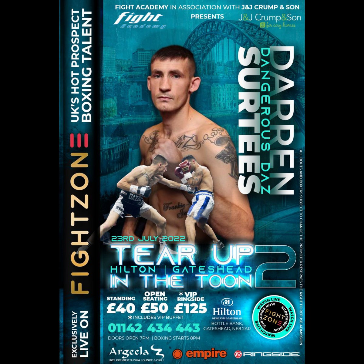 Hard-Hitting Surtees Returns🥊

July 23rd we are back in Newcastle and Darren Surtees will be looking to produce another destructive performance.

Darren has three first round stoppages on his record and is in the hunt for more at 'Tear up in the Toon II.'💥

Live on Fightzone.