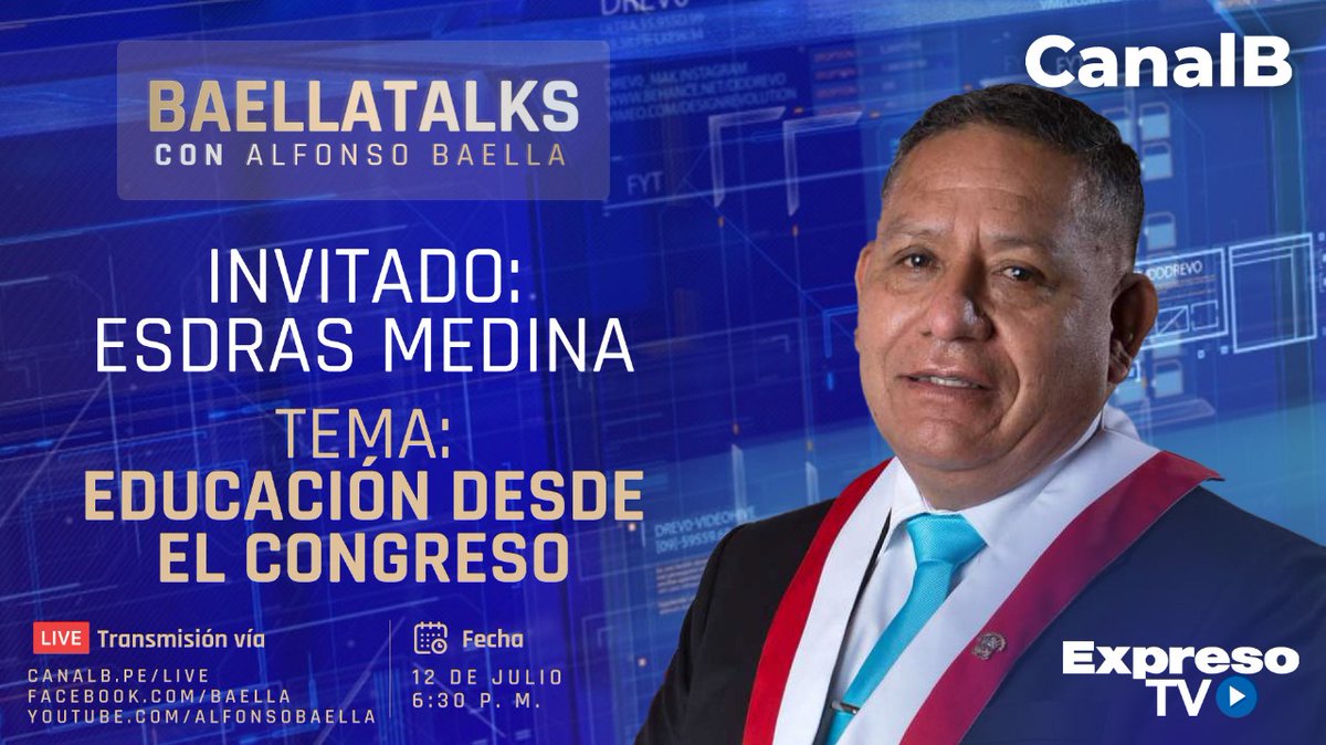 🔴ENTREVISTA. Esta tarde el presidente de la Comisión de Educación, Juventud y Deporte, Esdras Medina Minaya, participará de una entrevista en Canal B. Te invitamos a estar al tanto de las buenas nuevas que se darán a conocer en favor del sector educación.

#educacion
