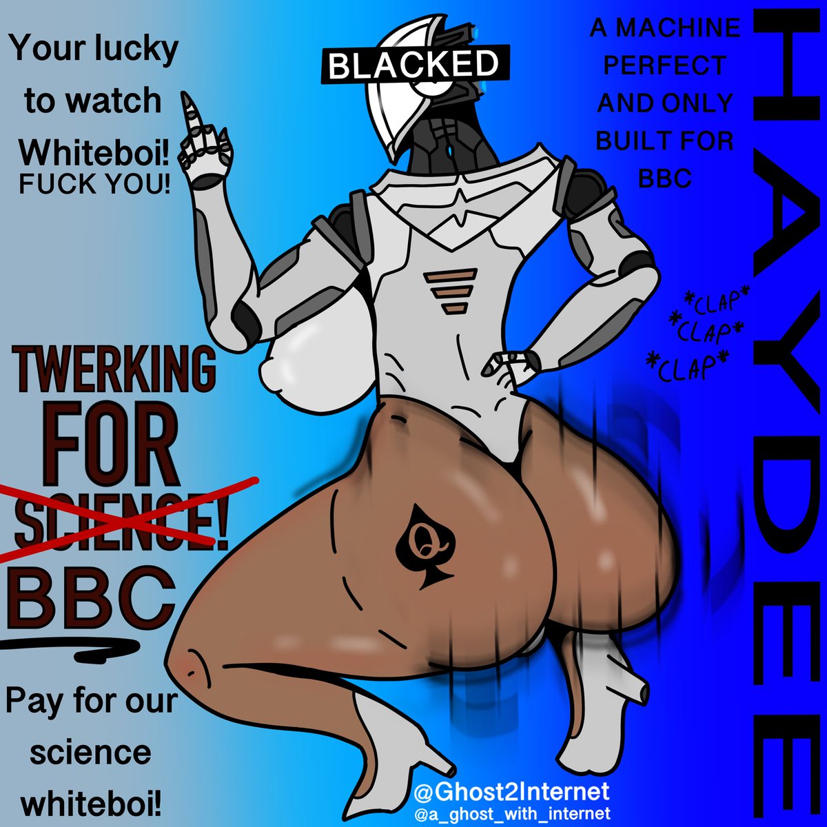 Ghost2internet's tweet photo. I made an edit to an art piece I posted to better suit the fetish side of Twitter.  Apparently I’m supposed to write something degrading but I’m lazy lol.
#nsfwart #blacked #bbcslut #haydee #bigass #twerk #twerkingforbbc #blackedcaption #blackededit https://t.co/QThEM4Dh1G