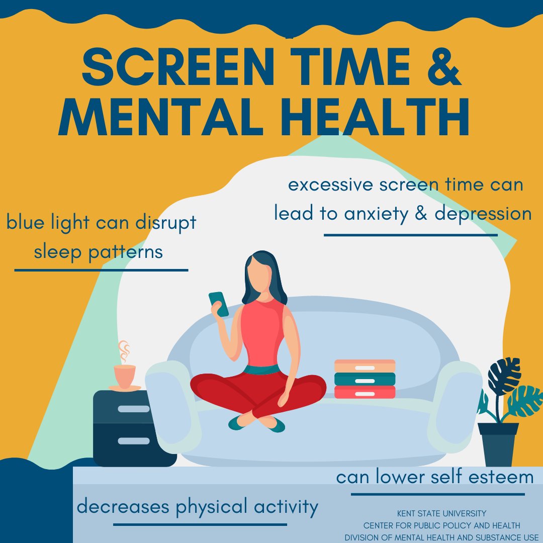 kentstatecpph's tweet image. Have you been feeling down lately and noticed that you have been spending a bit too much time on your phone? #Bluelight and long hours of #scrolling on social media can have negative effects on your mental health! Take a #screenbreak and #getoutside this summer!