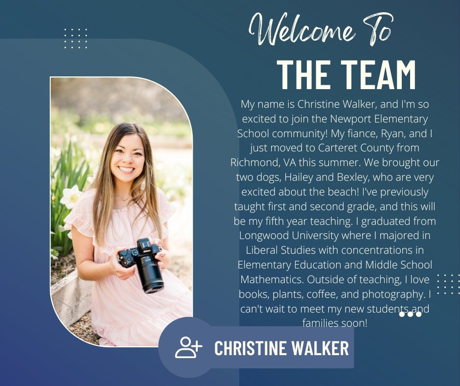 Welcome to our team Christine Walker! <a href="/NESHawks/">Newport Elementary School</a> is excited to have you!