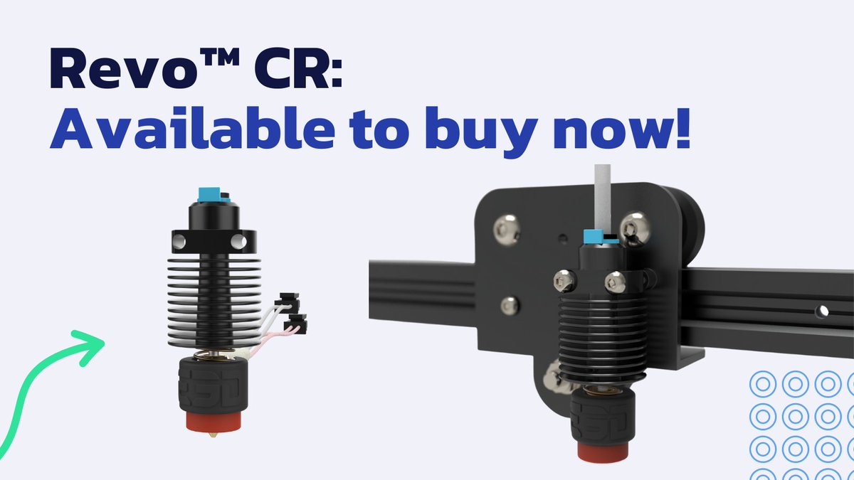 E3DOnline's tweet photo. Revo CR is available to buy now! Calling all @Creality3dP CR10 and Ender users, this is the perfect upgrade for you 👀. Benefit from toolless nozzle changes, reduced machine downtime and no more leaks! 

Get yours here ➡️ https://t.co/smU48ybkJI

#RevoCreality #Creality #Ender https://t.co/spyDwEeqOZ