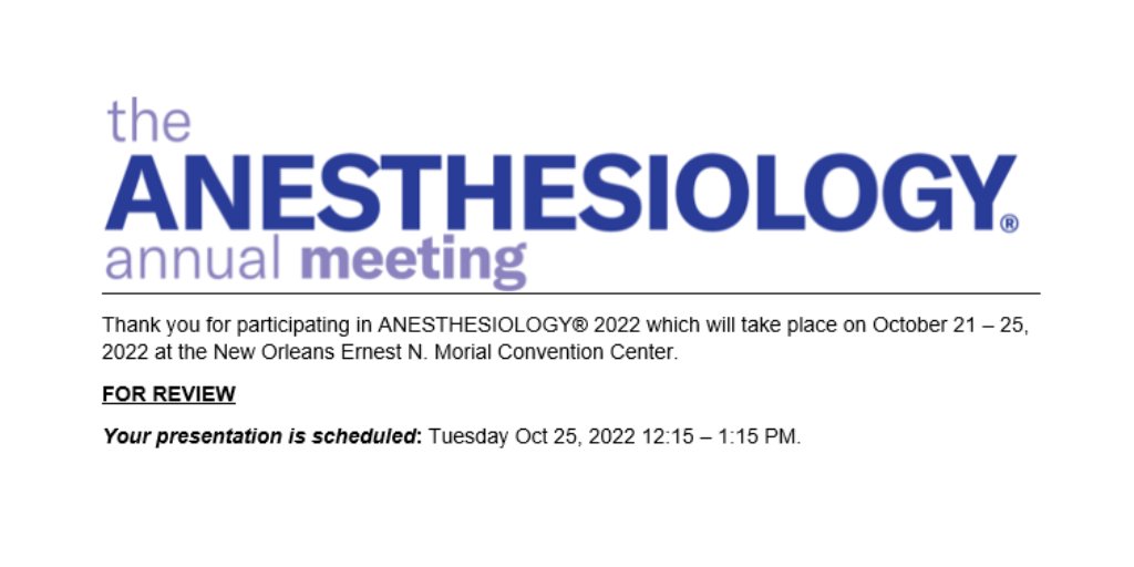 Confirmation letters have been sent! Congratulations to all the speakers selected from among hundreds who submitted their ideas to share at ANESTHESIOLOGY 2022. We’re so excited to present this stellar lineup in October. Will you join us? ow.ly/mNhT50JQLaY?ut… #ANES22