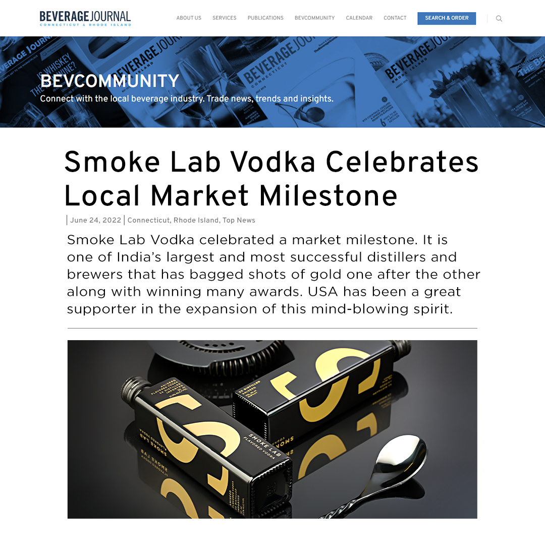 We are elated to be featured on Beverage Journal. 

Celebrating our milestone with you all is always a pleasure. Cheers to many more achievements! 🍸

Check out the full feature - bit.ly/3RFfEA7

#SmokeLabVodka #DrinkResponsibly #LiveResponsibly