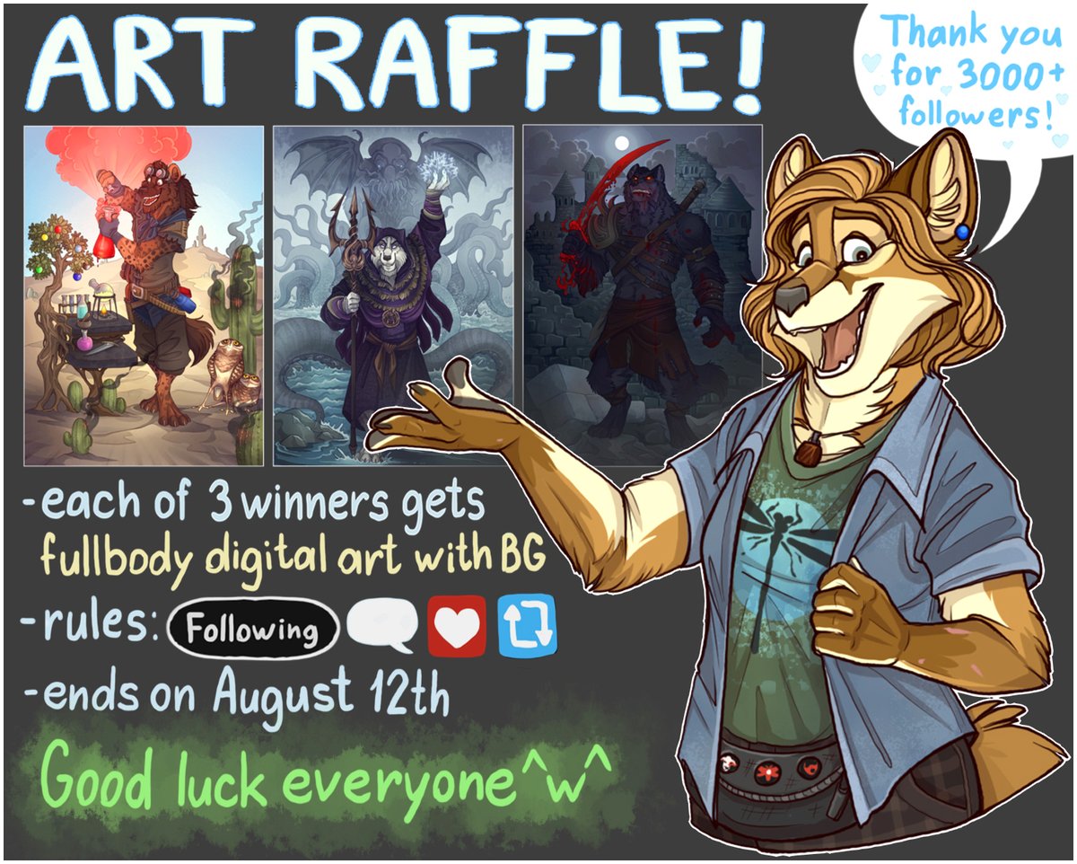 I somehow missed a round number, but it's never too late for a big art raffle, right? 😉
