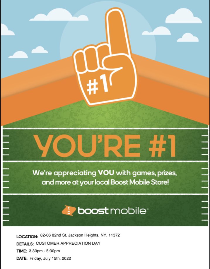 RobBoost_Queens's tweet image. Boost is throwing a Customer Appreciation Event this Fri., 7/15~ 3:30 pm - 5:30pm @ 82-06 Roosevelt Ave, Jackson Heights, NY. Check out our great phone promotions &amp;amp; plans. Ask us how you can grab free mobile service with ACP! 😎, 3 months Free on US on the fastest Boost Network.