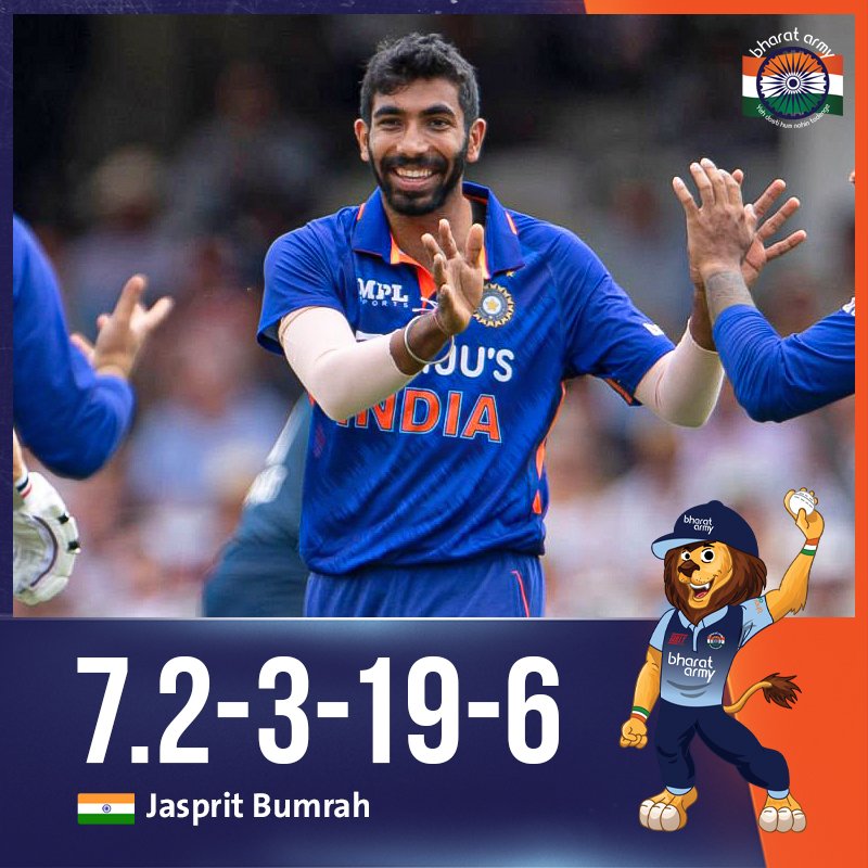 ⚡ MADNESS! Jasprit Bumrah registers the best bowling figures for an Indian against England in ODIs. 

🤩 He becomes the first Indian pacer to pick up a 6-fer in ODIs in England! 

📷 Getty • #INDvENG #ENGvIND #JaspritBumrah #TeamIndia #BharatArmy