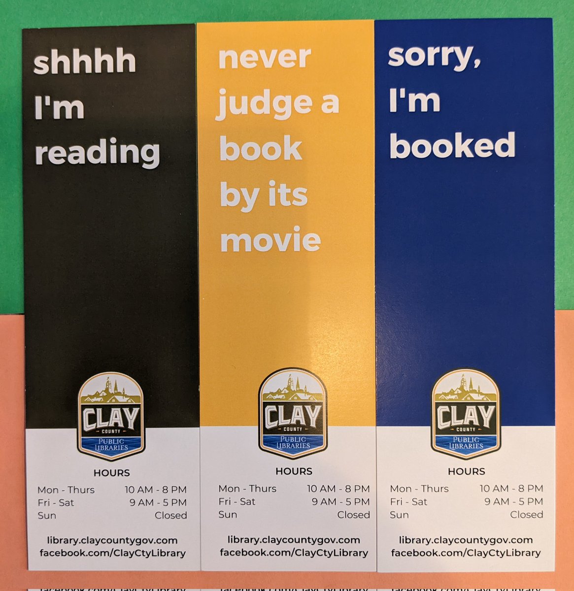 ArchCityPoet's tweet image. Picked up some new bookmarks from @ClayLibrary; can you guess which one is my favorite? 
#LibraryLife #LibraryLove #BorrowLocal
📚📖