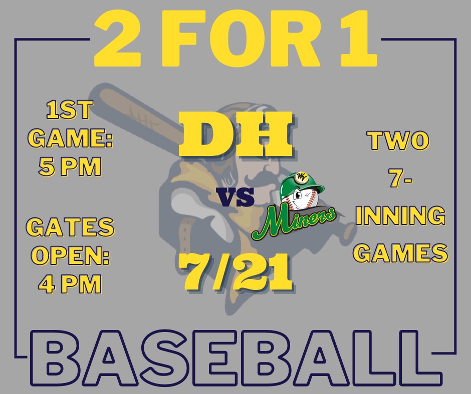 Lafayette_BSB's tweet photo. July 21st will be a doubleheader vs the Miners
📍Loeb Stadium

Already have tickets? Great! They’re good for both games starting at 5 PM 

Purchase tickets to join us for a day full of baseball 😎⚾️ https://t.co/CTwrrsWpRn