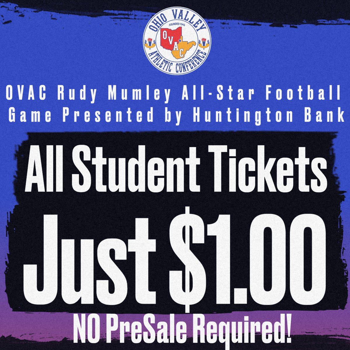 50 years ago Rudy Mumley mortgaged his home to finance the All-Star Football Game. As a tribute to Rudy, all tickets for elementary &amp; high school students will be just $1 for the ASG! No presale is required! Adult tickets are now available for just $7 at OVAC.org