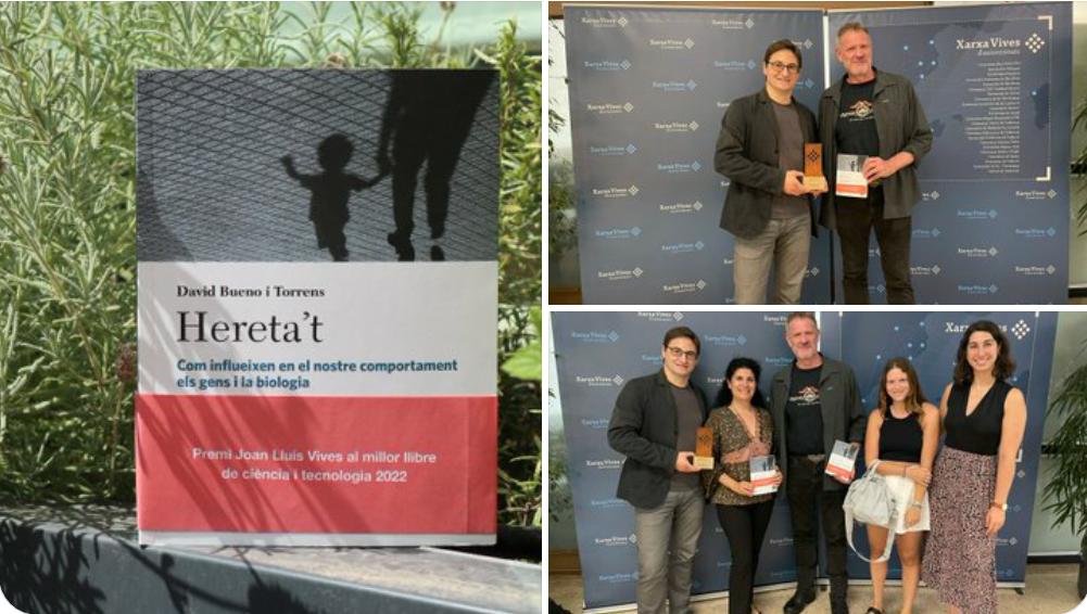 DavidBueno33's tweet photo. Avui, la Xarxa Vives d'universitats ha concedit el premi al millor llibre de ciència i tecnologia 2022 a "Hereta't". Com a autor del llibre em fa molta il•lusió compartir-ho amb vosaltres. https://t.co/NKul9kp8SA