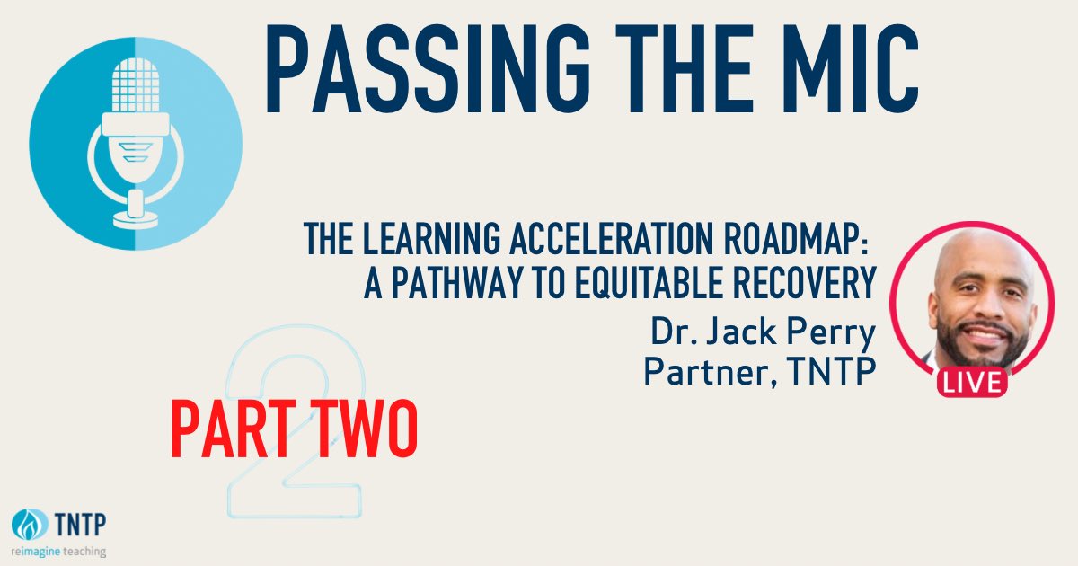 Our next #PassingtheMicTNTP episode is LIVE! Watch <a href="/Dr_Jack_Perry/">Jack L. Perry</a>  sit down with <a href="/MASchoolsK12/">Massachusetts K-12</a>  leaders to discuss the state's #AccelerationRoadmap, which is helping students recover from the effects of the pandemic: ow.ly/QJ8S50JTtTx

#LearningAcceleration #MassachusettsEd