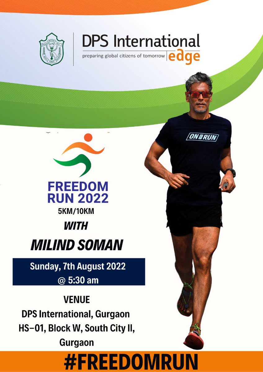 All at DPSI are looking forward to the Freedom Run with Milind Soman on Aug 7,2022. #fitness #Freedom #AazadiKaAmritMahotsav