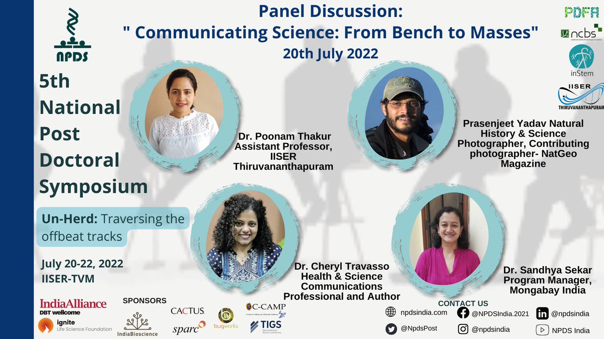 NpdsPost's tweet photo. Science-at-lab needs to reach beyond the four walls of labs to the masses.
SciComm is a practice of informing and inspiring the public about scientific knowledge.
More on this at #NPDS panel discussion with @prasen_yadav, @poonam_thakur6, @cheryltravasso &amp; @SekarSandhya
#Unherd https://t.co/t1852obirv