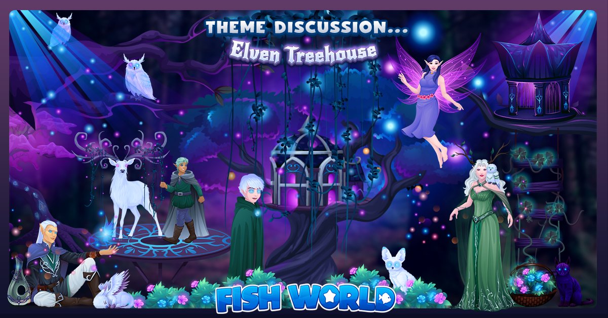 FishWorldGame's tweet image. Teleport to an ethereal, enchanted elven forest this week with our new theme Elven Treehouse! 🌳💜

Come unwind &amp;amp; unlease your inner artist with us!
#art #Game #elf #DND #GOT #fantasyart