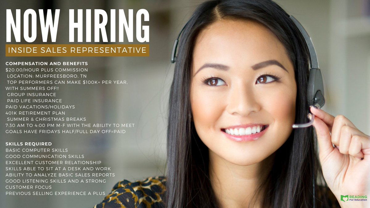 Join a team that makes a difference in the lives of the teachers and children we serve.  Apply today, sales training will start Aug. 1st. Go to Careers at readingforeducation.org
#nowhiring #salesrep #RFE