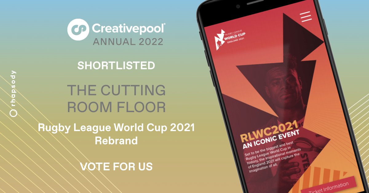 SHORTLISTED: ‘The Cutting Room Floor’ category is for those projects you creatively believed in but, for reasons beyond your control, they never saw the light of day... That such project for us was the rebrand of Rugby League World Cup 2021...
hubs.la/Q01gFYKG0 - VOTE here