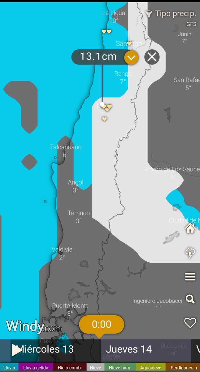 EdoWeatherman's tweet photo. ❄️Nieve a baja altura❄️
La noche de este miércoles / madrugada de jueves la isoterma bajará a 1000 mts en la zona central, es posible que haya sectores donde caiga agua nieve / ❄️ sobre 300-600 mts de altura.
El jueves nevará en el norte chico a 600-1000 mts.
Posible ❄️ en Talca. https://t.co/Dc0c3oZ8D5