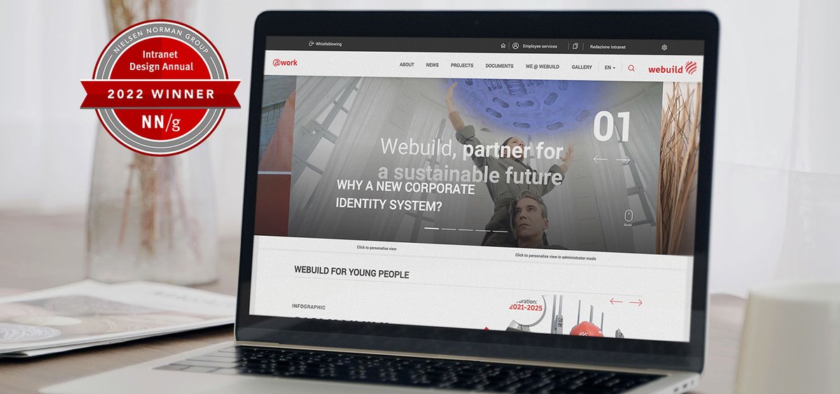 Webuild_Group's tweet photo. #WebuildGroupโs "@work" among worldโs #bestintranet for user experience, design, #innovation!๐ช
๐Our #intranet wins international recognition from @NNgroup for #inclusive approach, focus on #sustainability, solutions to support new ways of working.
๐https://t.co/ybyzw2Yw0I https://t.co/cVVu2tVKTU
