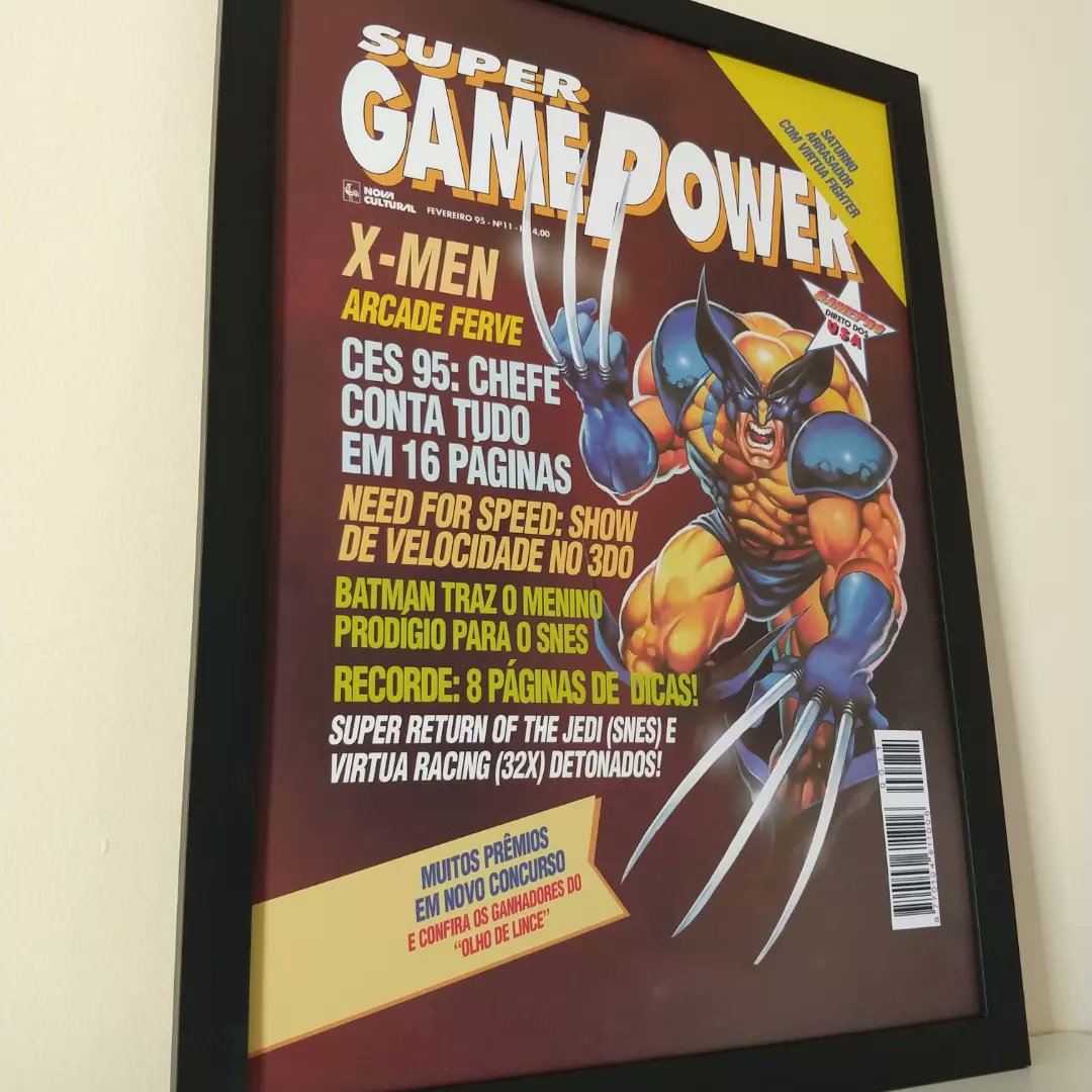 FinalFrameQ's tweet photo. Saudades das revistas antigas de videogame? Segue a reprodução da capa número 11 da saudosa Super Game Power.😎
#quadrosdecorativos #supergamepower #revistasretrogamer #retrogaming #retrogames #retrogamer #Wolverine https://t.co/lhPkg8sV03