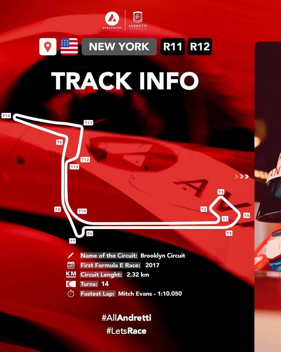 AndrettiFE's tweet image. New York #TrackGuide 🇺🇸🗽⚡️

Everything you need to know about the #NewYorkEPrix 👉🏼⚡️

🏆 @FIAFormulaE World Championship
🏎 R11 &amp;amp; R12 
📍New York, USA 
🏁 Brooklyn Circuit
📆 16-17 July 
⏰ 13:00 (Local time) 
📺 fiaformulae.com/watch
📱Tag us using #LetsRace !