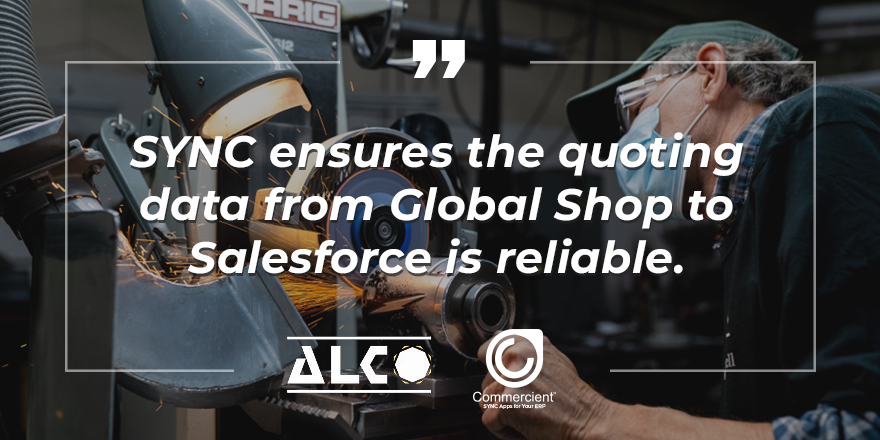 Commercient's tweet photo. Find out how Commercient ensures the quoting data is reliable for the sales team at ALCO Manufacturing with a SYNC from @GlobalShopERP to @Salesforce - https://t.co/SdSeawhD3s 

#Commercient #CommercientSYNC # #Salesforce https://t.co/BO0w7oJc0r
