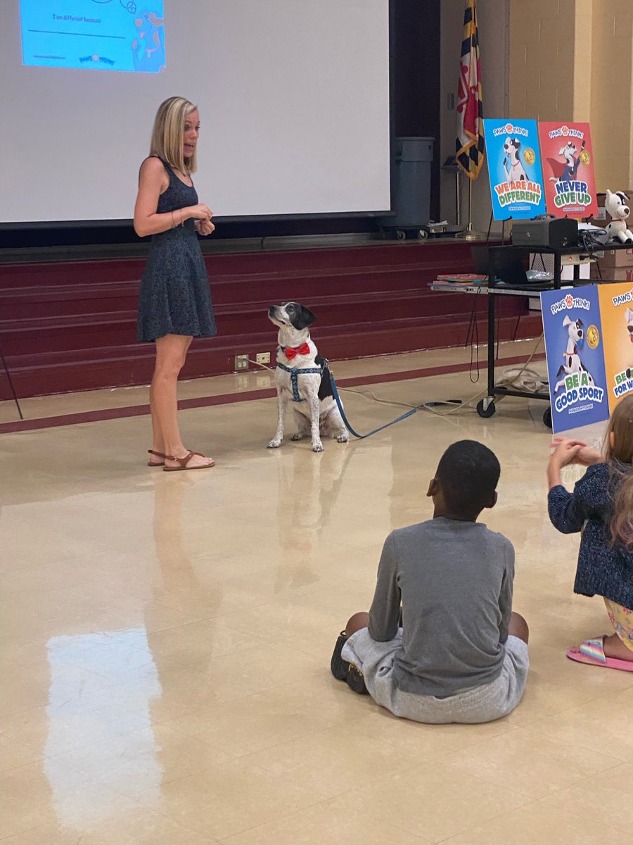 MichellePackar1's tweet photo. Author Miranda Mittleman and her dog weaver help teach life lessons to our Elevate students through her book series “Paws and Think”. love bringing literature and inspiration to life @FCPSElevate #FCPSElevate #CESelementary https://t.co/jqooyi420W