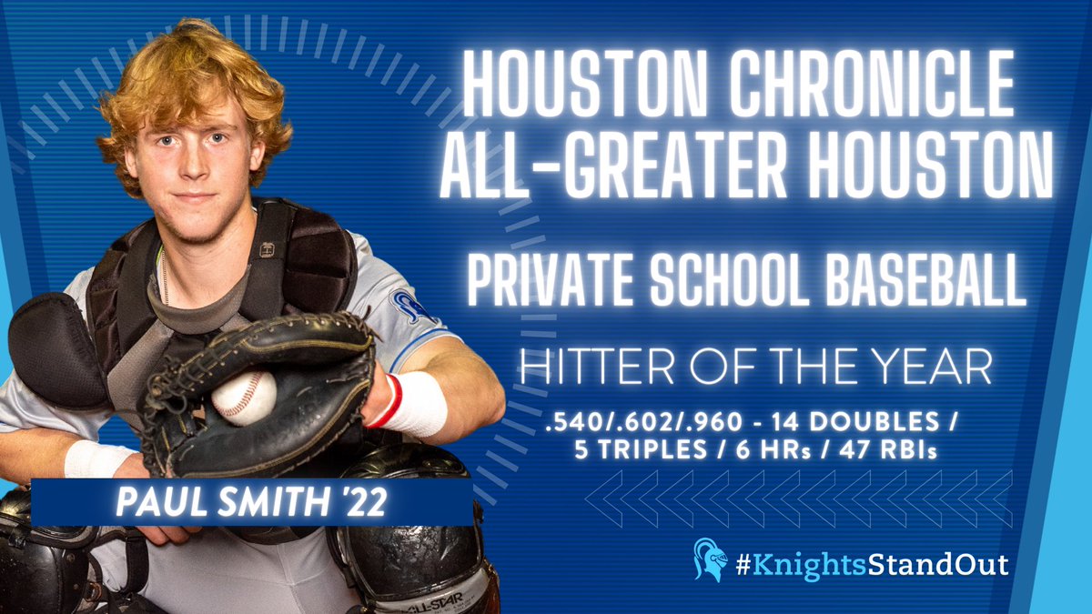 Another huge honor for our very own <a href="/psmit02/">Paul Smith</a>! <a href="/HoustonChronHS/">Houston Chronicle High School Sports</a> Hitter of the Year! Congratulations, Paul, and good luck at <a href="/RiceBaseball/">Rice Baseball</a>! #KnightsStandOut