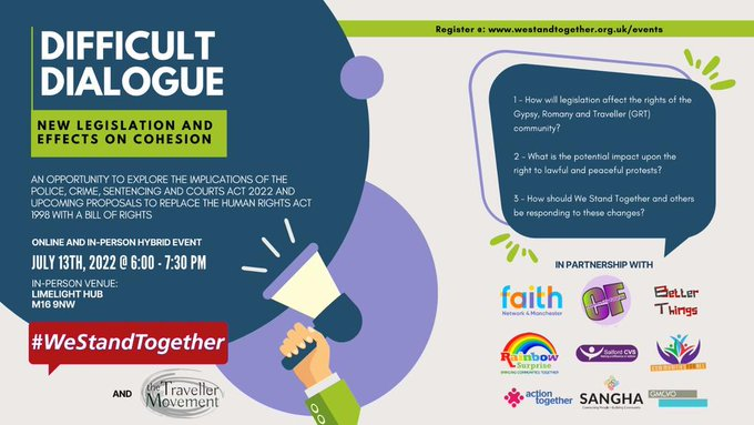 SanghaMCR's tweet photo. Join us for our next difficult dialouge tomorrow: 
new legislation and effects on cohesion.
Further your knowledge on how the #policingbill #bordersbill impacts #HumanRights 
📅
with @WeStandTogether @SurpriseRainbow @WeActTogether @SalfordCVS @BetterThings14 https://t.co/ZttuelaQEV