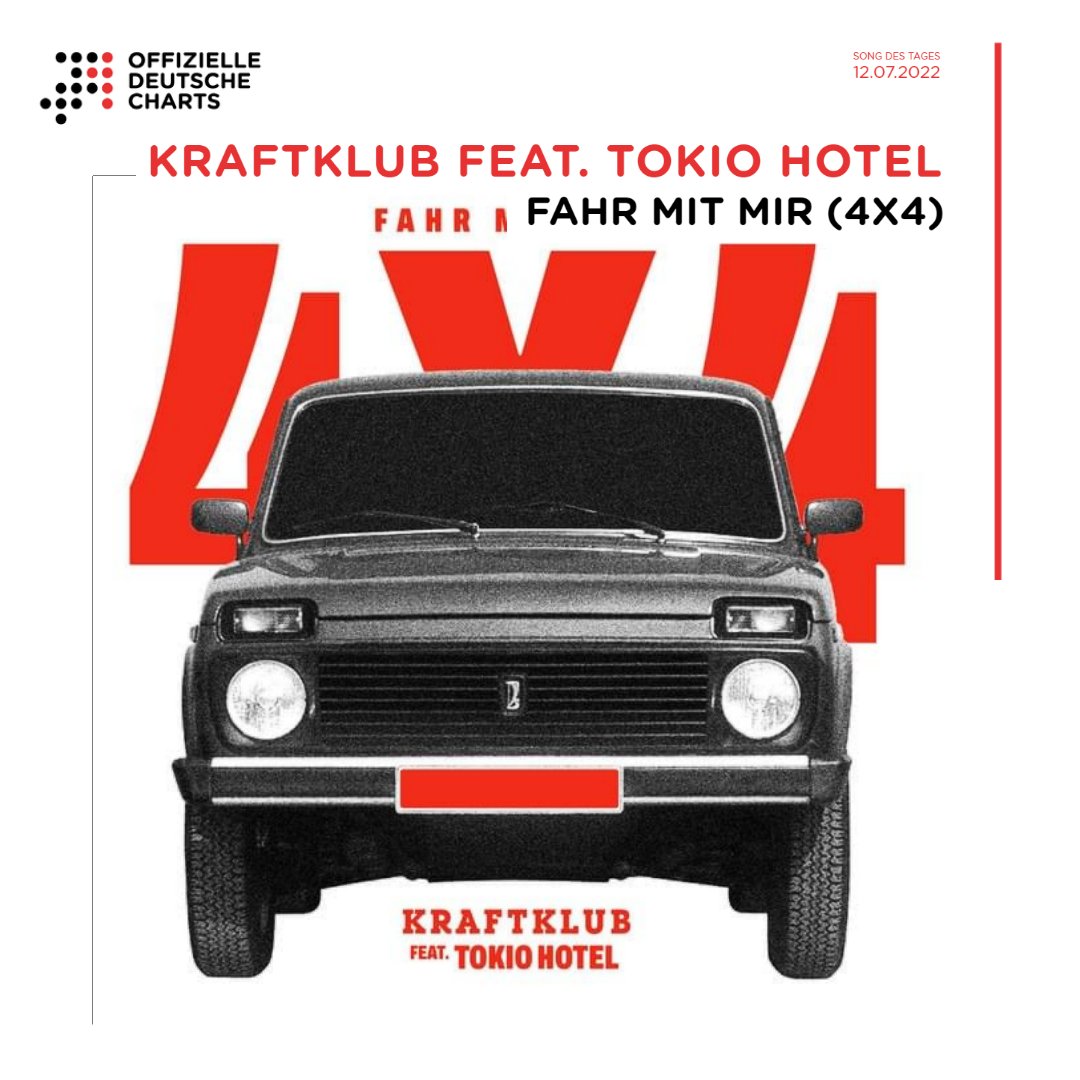 chartsoffiziell's tweet photo. SONG DES TAGES +++ Bitte anschnallen, hier kommen @Kraftklub vorgefahren! Die Chemnitzer Rocker machen auf ihrer neuen Single „Fahr mit mir (4x4)“ einen gemeinsamen Roadtrip mit @tokiohotel - und erhöhen die Vorfreude auf ihr viertes Album „Kargo“, das im Spätsommer erscheint. https://t.co/lvsmFEBKvP