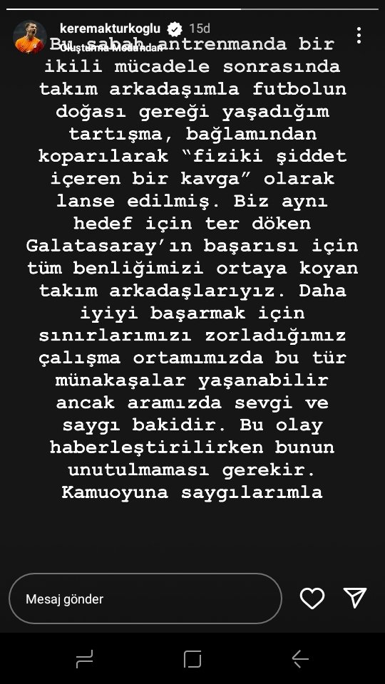 Keremin aciklamasi herseyi anlatiyo zaten velet gibi olayi abartmayin olay daha buyuk olsaydi keremin aciklamasi daha farkli olurdu salak sacma seyler paylasip ergen durumuna sokmayin kendinizi