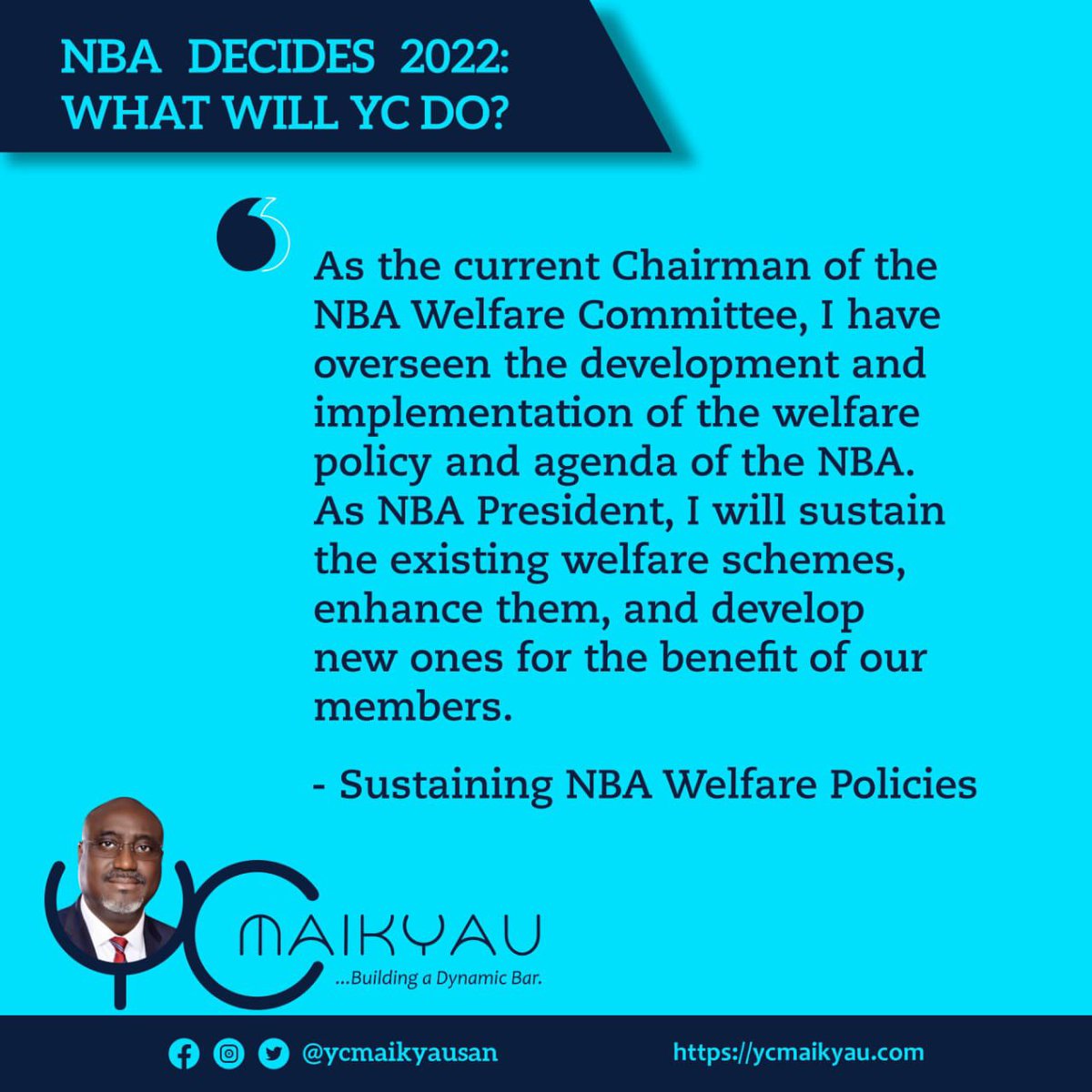 YCMaikyauSAN's tweet photo. We aim to improve NBA welfare policies, protect Lawyers’ business as well as establish NBA Employment Bureau that will assist in seeking job placements for our colleagues. #nbadecides2022 #BuildingADynamicBar #YCfied https://t.co/uxtQa9t2V2