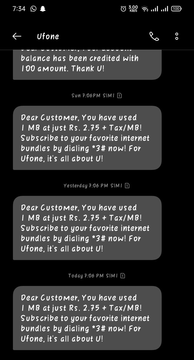 romi_roins's tweet photo. So i just came to know that @Ufone  is secretly deducting my balance in the name of internet charges daily exactly at 7:06 PM . I know they will not resolve this because they are terribly bad at customer care (Screenshot attached of a previous complaint and their reply). https://t.co/MRofnvfvFg