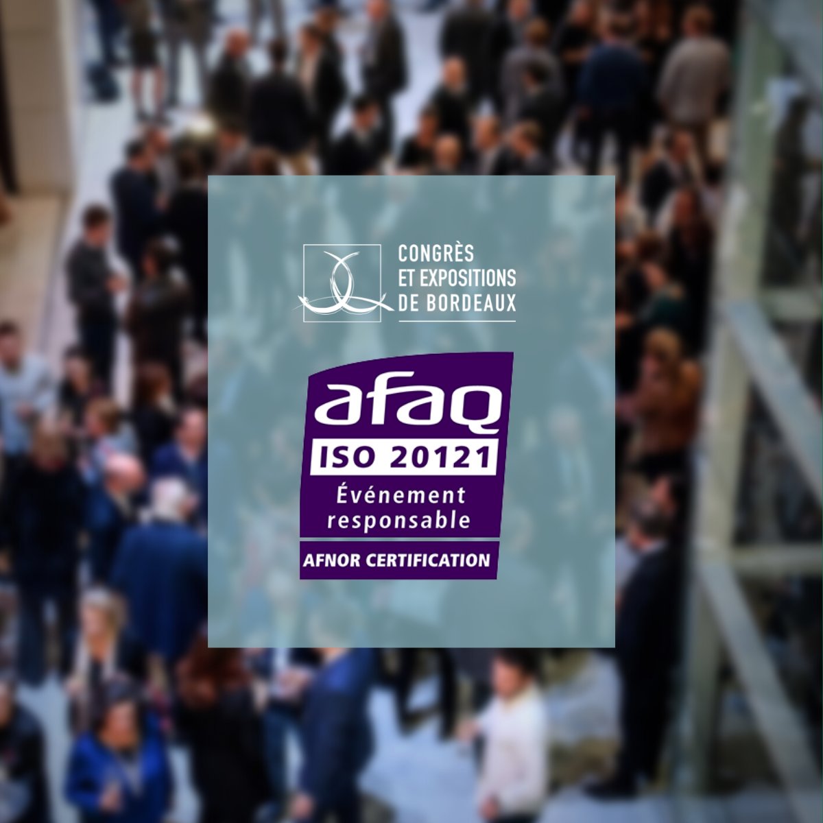 [CEB S'ENGAGE🤝] Nous sommes certifiés ISO 20121 !🏅

Cette norme internationale est consacrée au développement durable dans l’événementiel. Elle couvre toutes ses dimensions sociale​s, environnementale​s, économique​s, éthiques🌍

Plus d'informations👉bordeaux-expo.com/actualites/con…