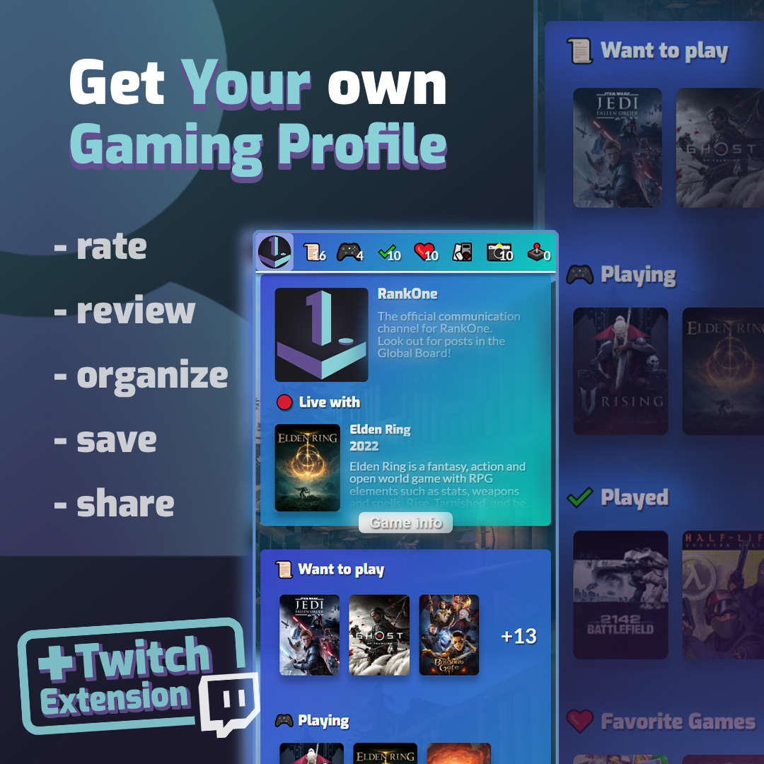 rankoneglobal's tweet photo. Express your passion for games with your personal #GamingProfile 🌍 

The perfect tool for #Streamers #Gamers #YouTubers to display gaming preferences 💜

Make a profile today and earn a point towards unlocking extra customization https://t.co/qA1QHJaJzs https://t.co/MJPE8YsCrV