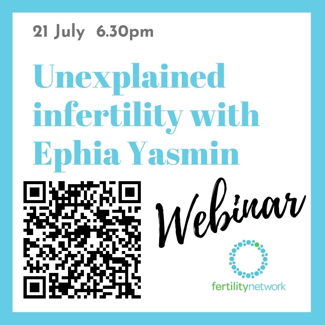 FertilityNUK's tweet photo. Register now for Unexplained #Infertility webinar with #fertility expert @EphiaYasmin on Thur 21 July at 6.30pm. The talk will be followed by a Q&amp;A session. Register at https://t.co/a4HtszEiEj or scan the QR code below. You can email qus in advance to kate@fertilitynetworkuk.org https://t.co/PgpS0GehmZ