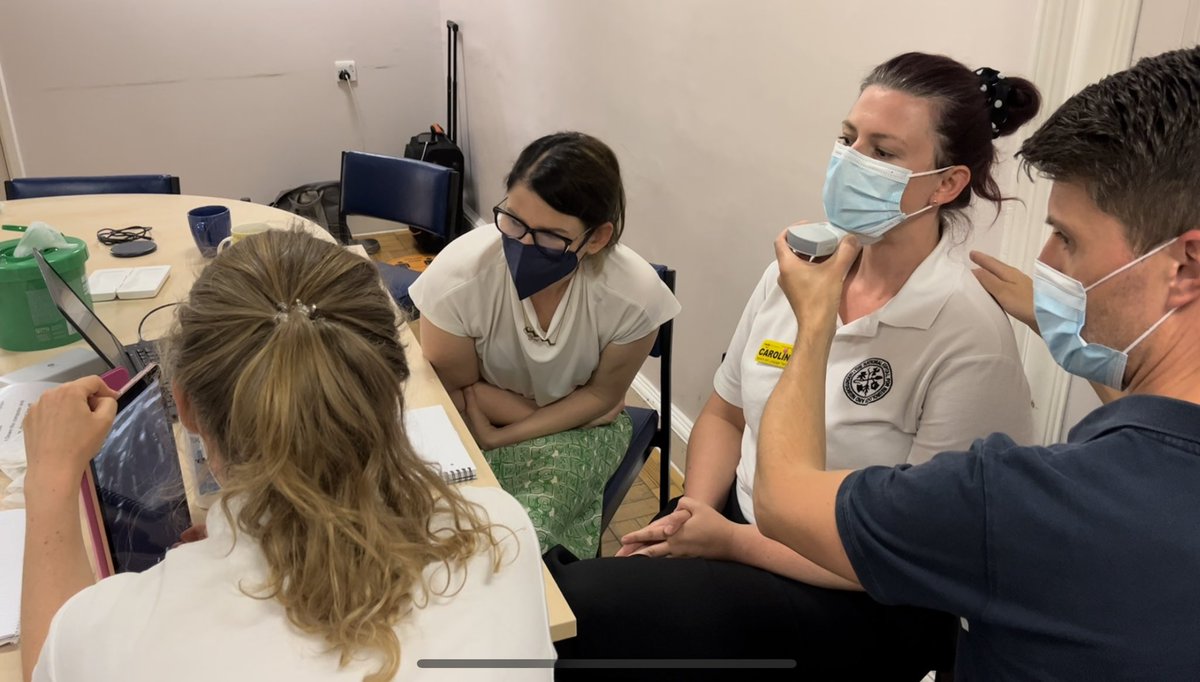 JodiAllenSLT's tweet image. A leap forwards for #QueenSquareSpeechies joined by #larynx #ILO guru @claire_slinger for hands-on #laryngeal #ultrasound training. Just look at the fabulous concentration on those #SLT faces @simongrobler @CarolineWaszki1 @picklesfay 🤩 @NHNN_therapies Recruitment opens SOON 🙌🏼