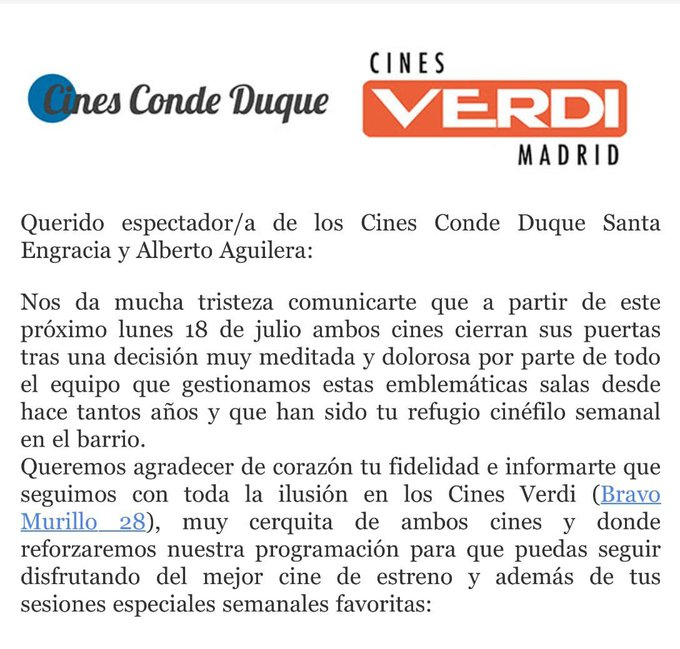 Una ciudad sin cines es una ciudad muerta