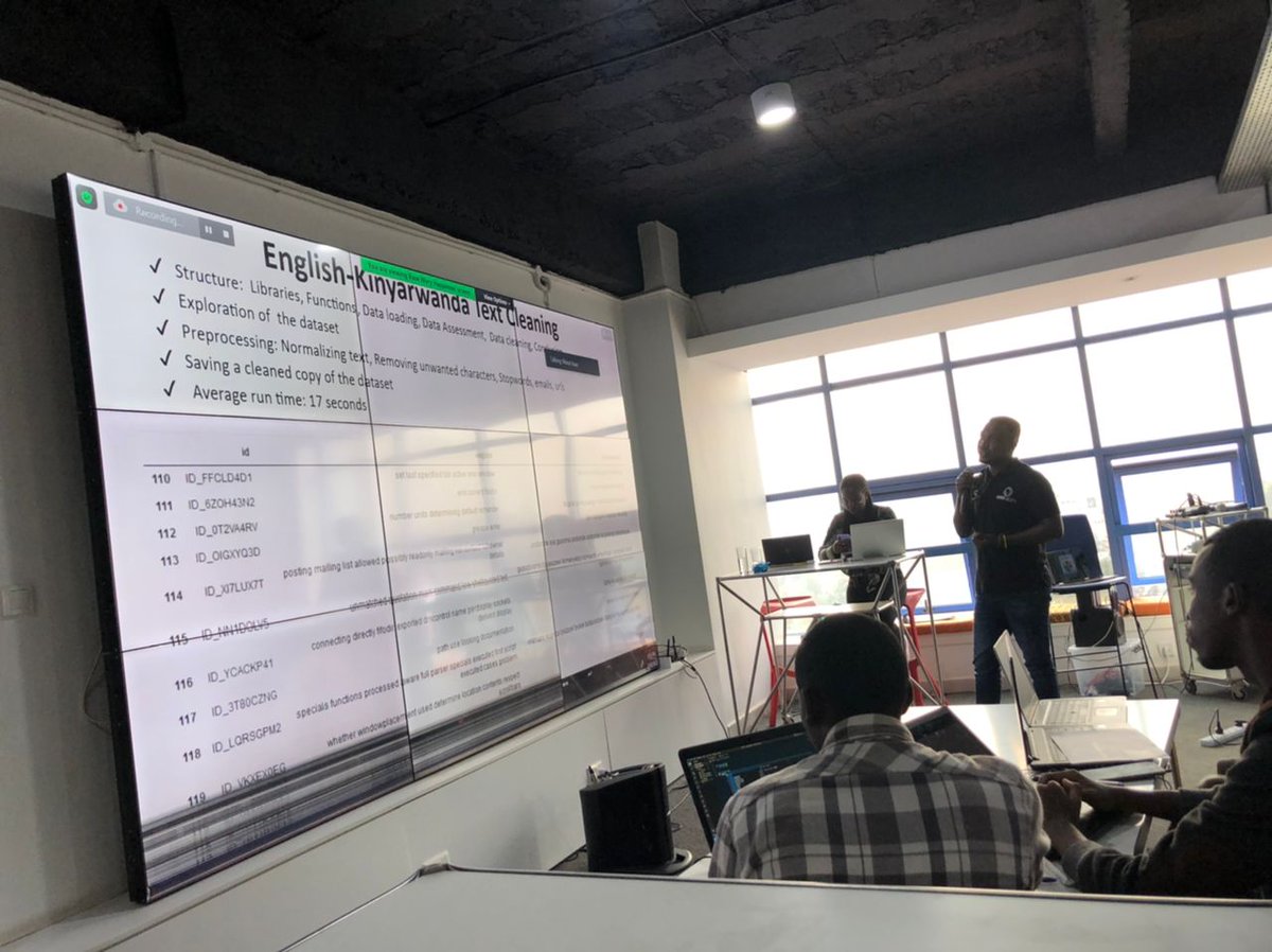 DigiCenterRW's tweet photo. 🥳Excited to wrap up our first #hackathon on cleaning text data for Machine translation tasks we´ve implemented with @ZindiAfrica.

📢Stay tuned for the upcoming online competition on data augmentation for 🗣️ English-Kinyarwanda parallel text for📄Machine translation. https://t.co/HxcnEwFXyP