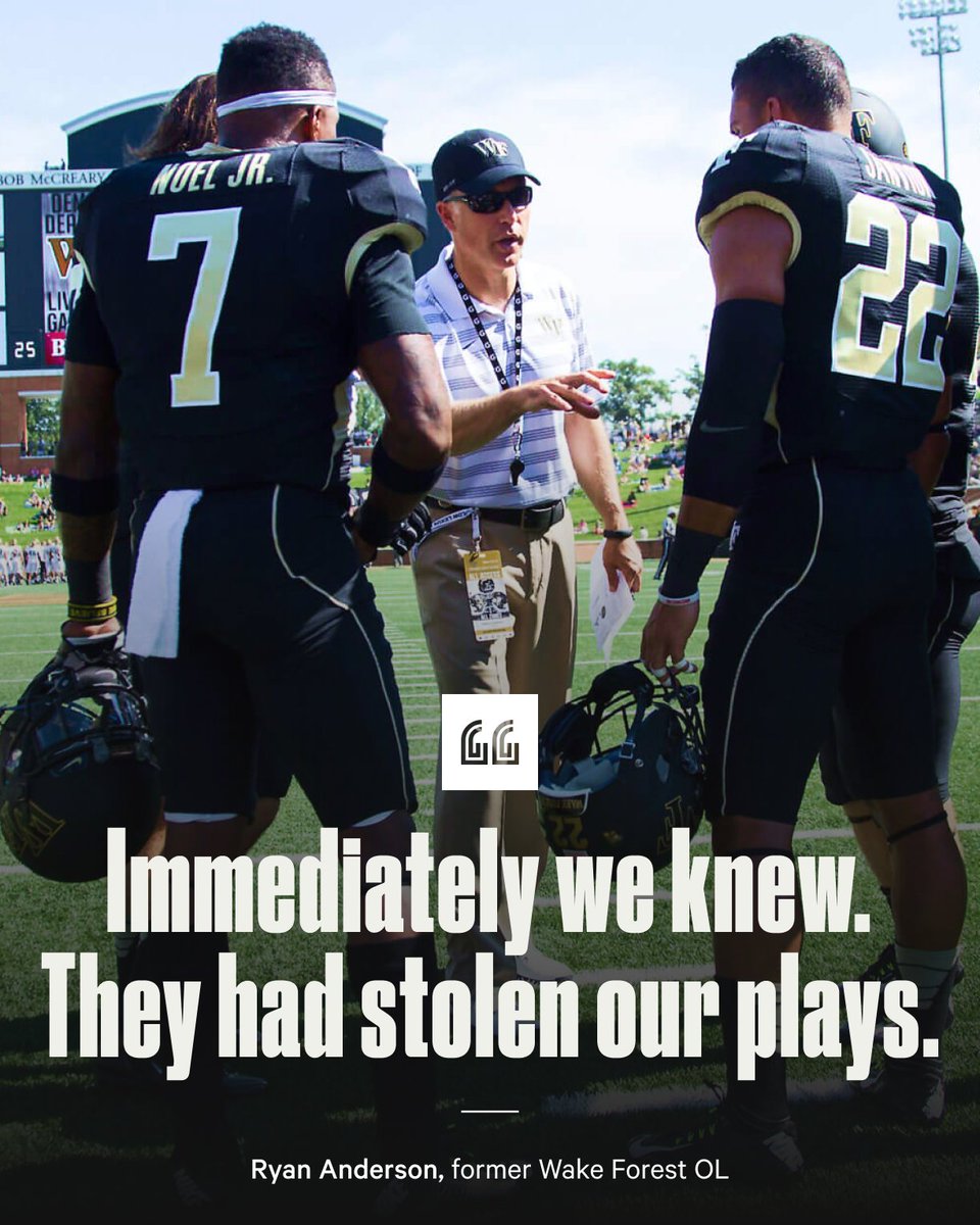 TheAthletic's tweet photo. From 2014 to 2016, Wake Forest played with one arm tied behind its back.
It had been betrayed from within — by a former assistant turned broadcaster.
Revisiting "WakeyLeaks," the bizarre scandal that should have rocked college football.
https://t.co/UgaYCpEQiQ https://t.co/37zWIoTn1G