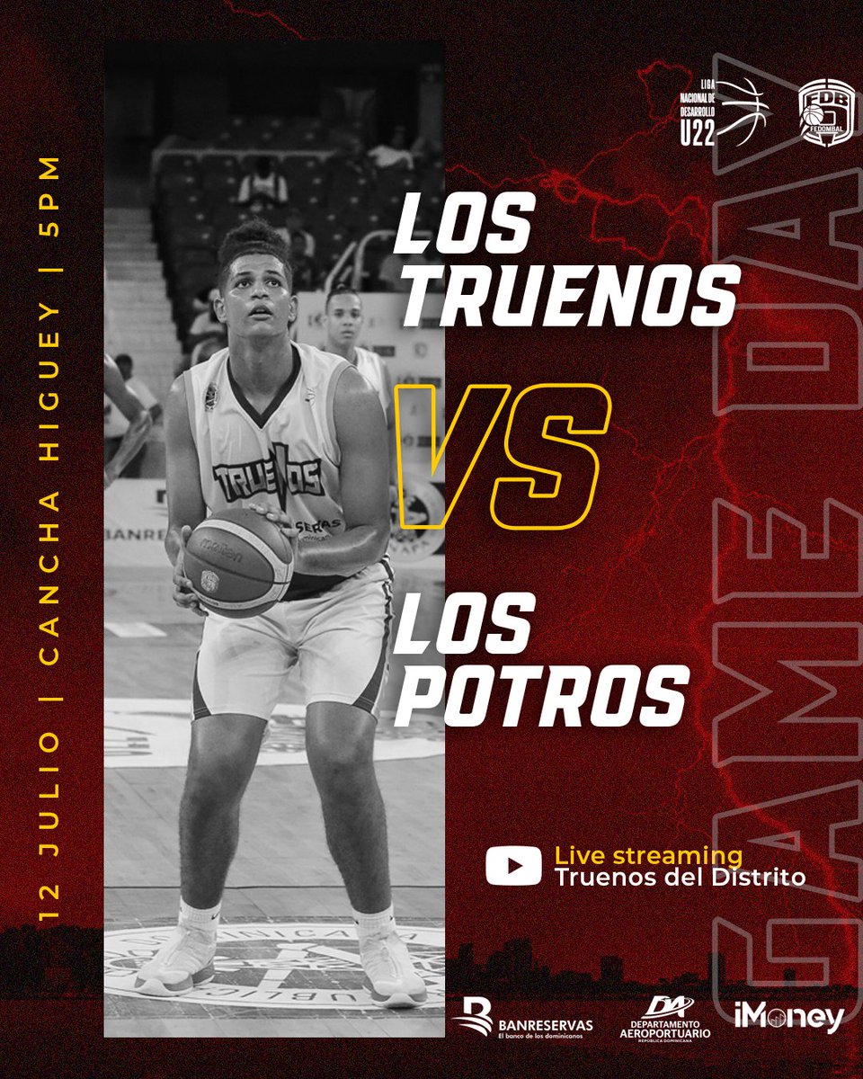 Hoy viajamos hasta Higuey para enfrentarnos a <a href="/lospotroslnd/">Los Potros de La Altagracia</a> 🏀

Esta a punto de tronar ⚡️⚡️⚡️

📍Higuey
Hora: 5pm
🎥Live Fedombal | Truenos del Distrito (YouTube)

#truenos #baloncesto #deportes #higuey #laaltagracia #lnb