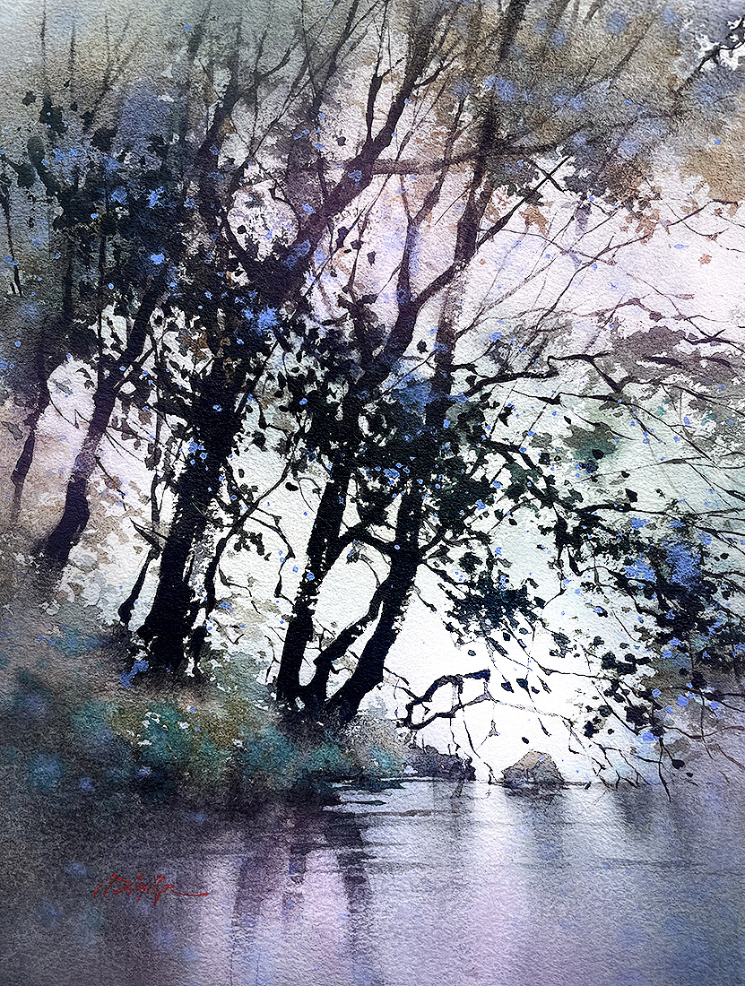 twschaller's tweet image. Light Rain - Central Park #nyc #centralpark #manhattan #art #painting #watercolor #rain #light