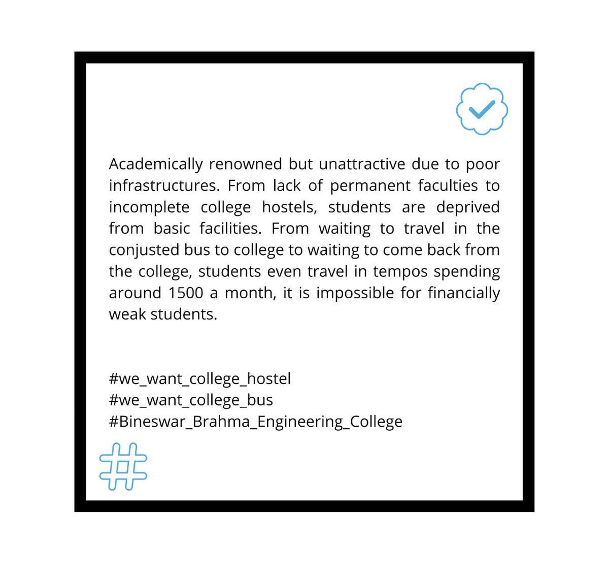 Bitupan69081564's tweet photo. #we_want_college_hostel #we_want_college_bus #Bineswar_Brahma_Engineering_College
@himantabiswa @narendramodi @ranojpeguassam @PramodBoroBTR @NewsLiveGhy @DY365 @tnec_IN @News18Northeast @pratidintime @PragNews @NANDANPRATIM @atanubhuyan @thetruthin https://t.co/8P3ix9c99d