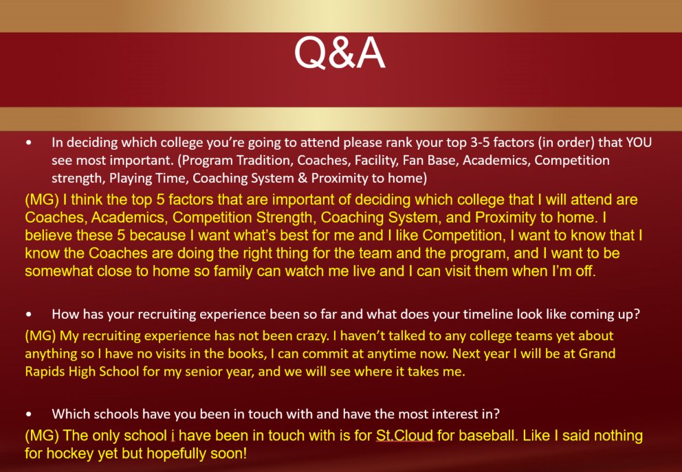 Second up in our Recruiting Spotlight is our first goaltender, <a href="/myles_gunderson/">Myles Gunderson</a> who will be a senior next season for <a href="/GRhockeyHS/">Grand Rapids Hockey</a>.
<a href="/MNHockeyLife/">MNHockeyLife</a> <a href="/mnhshockeytalk/">mnhshockeytalk</a> <a href="/FabFiveHockeyf1/">FabFiveHockeyFansMN</a> <a href="/RecScouting/">RecruitScouting</a> <a href="/RHFA_est2020/">Recruitment Hockey</a> <a href="/MNState0fHockey/">MN State Of Hockey</a> <a href="/MinnHockey/">Minnesota Hockey</a>